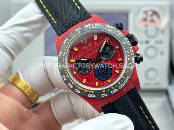 TW Factory Rolex Daytona 116500 40mm Red Carbon Fiber Black Canvas Strap Red Dial