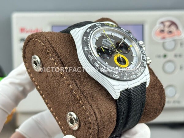 TW Factory Rolex Daytona 116500 40mm White Carbon Fiber Black Canvas Strap Black Dial