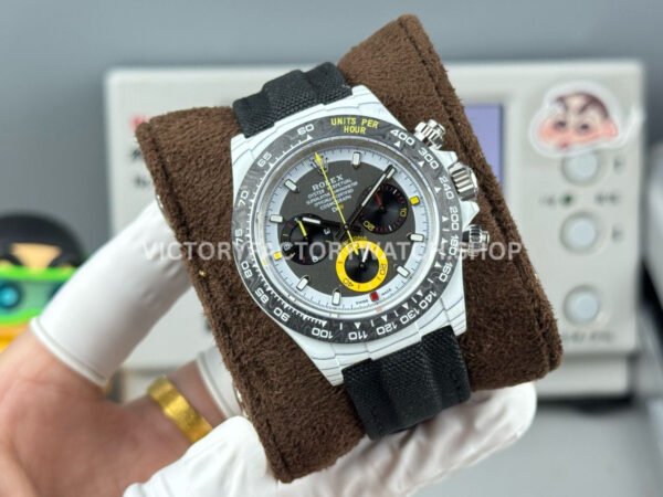 TW Factory Rolex Daytona 116500 40mm White Carbon Fiber Black Canvas Strap Black Dial