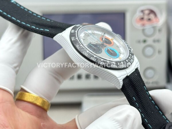 TW Factory Rolex Daytona 116500 40mm White Carbon Fiber Black Canvas Strap Grey Dial