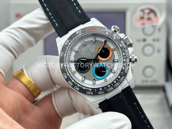 TW Factory Rolex Daytona 116500 40mm White Carbon Fiber Black Canvas Strap Grey Dial