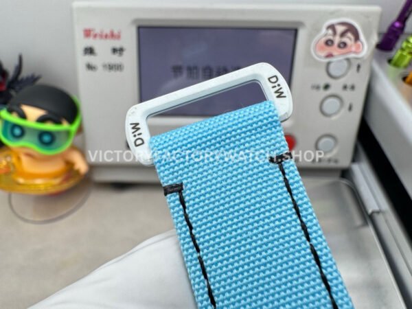 TW Factory Rolex Daytona 116500 40mm White Carbon Fiber Light Blue Canvas Strap White Diamond Bezel Blue Dial