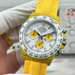 TW Factory Rolex Daytona 116500 40mm Yellow Carbon Fiber Yellow Canvas Strap White Dial