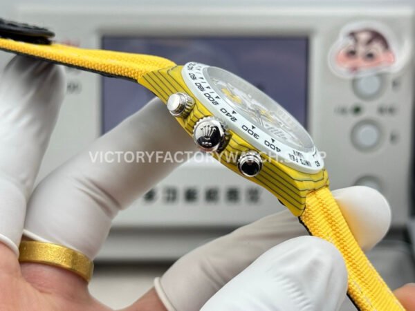 TW Factory Rolex Daytona 116500 40mm Yellow Carbon Fiber Yellow Canvas Strap White Dial