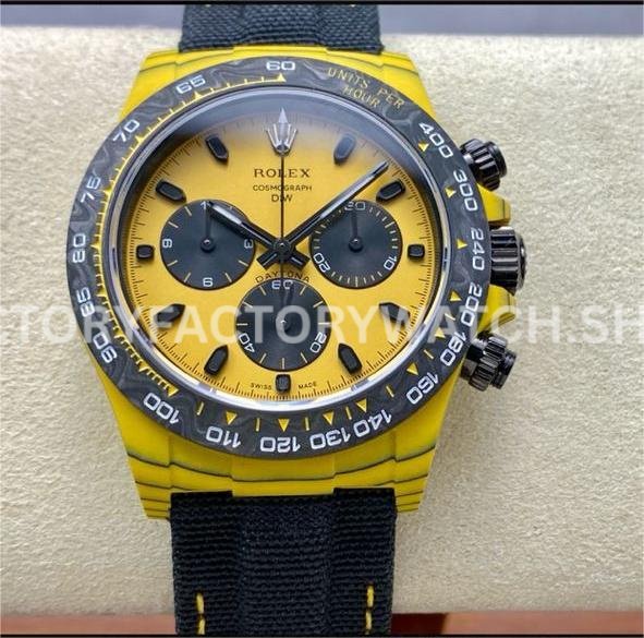 TW Factory Rolex Daytona Bumblebee 116500 Carbon Fiber Canvas Strap Yellow Dial