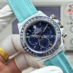 TW Factory Rolex Daytona 116500 40mm White Carbon Fiber Light Blue Canvas Strap Blue Diamond Bezel Blue Dial