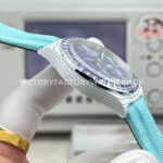 TW Factory Rolex Daytona 116500 40mm White Carbon Fiber Light Blue Canvas Strap Blue Diamond Bezel Blue Dial