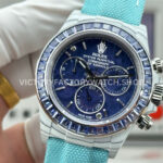 TW Factory Rolex Daytona 116500 40mm White Carbon Fiber Light Blue Canvas Strap Blue Diamond Bezel Blue Dial