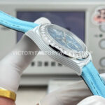 TW Factory Rolex Daytona 116500 40mm White Carbon Fiber Light Blue Canvas Strap White Diamond Bezel Blue Dial