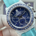 TW Factory Rolex Daytona 116500 40mm White Carbon Fiber Light Blue Canvas Strap Blue Diamond Bezel Blue Dial