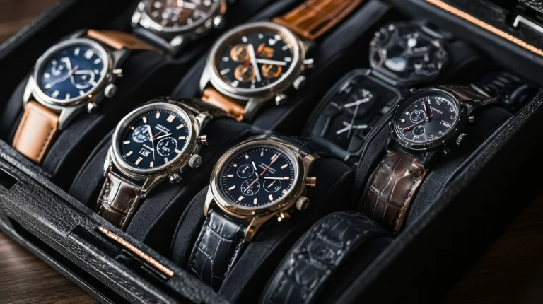 Collection of elegant mechanical watches with leather straps displayed for collectors