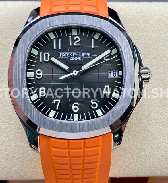 3K 5167A black dial orange strap Patek Aquanaut