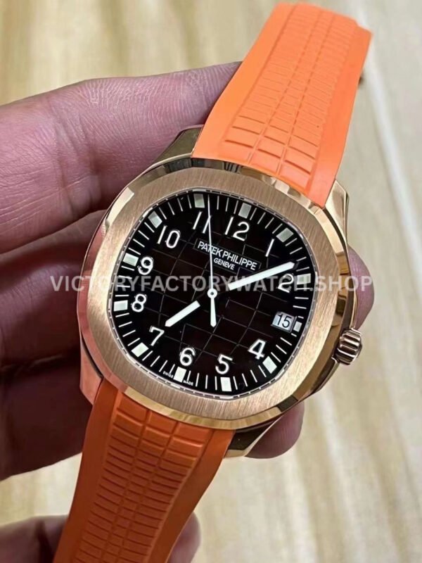 3K Factory Patek Philippe Aquanaut 5167R-001 40mm Rose Gold Orange Rubber Strap Brown Dial