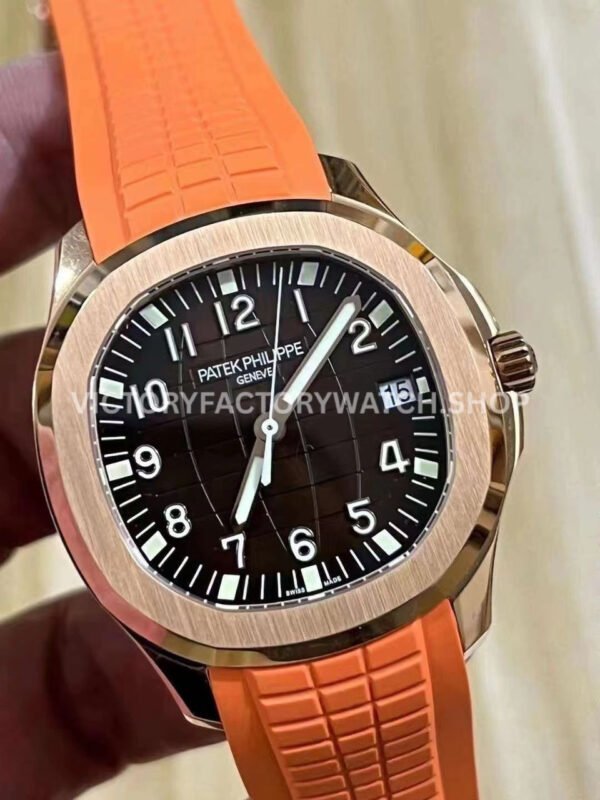 3K Factory Patek Philippe Aquanaut 5167R-001 40mm Rose Gold Orange Rubber Strap Brown Dial