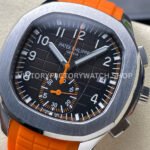 3K Factory Patek Philippe Aquanaut 5968A-001 42mm White Gold Orange Rubber Strap Arabic Numerals Black Dial