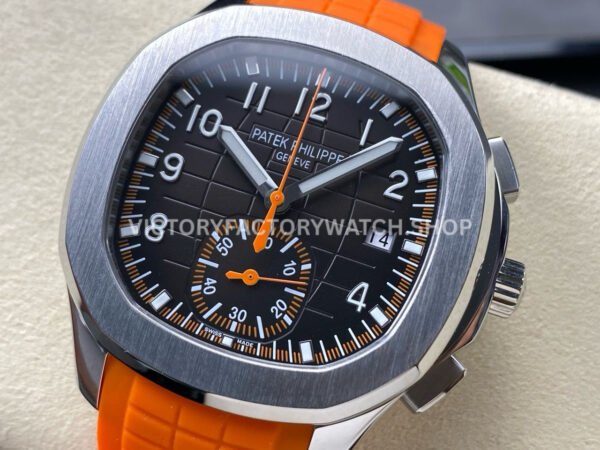 3K Factory Patek Philippe Aquanaut 5968A-001 42mm White Gold Orange Rubber Strap Arabic Numerals Black Dial