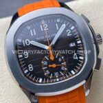 3K Factory Patek Philippe Aquanaut 5968A-001 42mm White Gold Orange Rubber Strap Arabic Numerals Black Dial