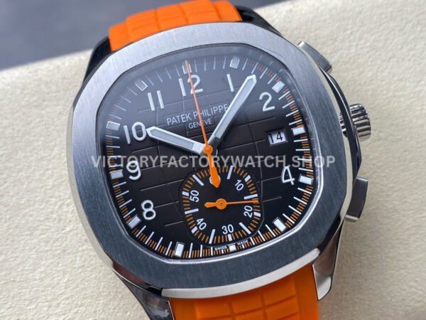 3K Factory Patek Philippe Aquanaut 5968A-001 42mm White Gold Orange Rubber Strap Arabic Numerals Black Dial