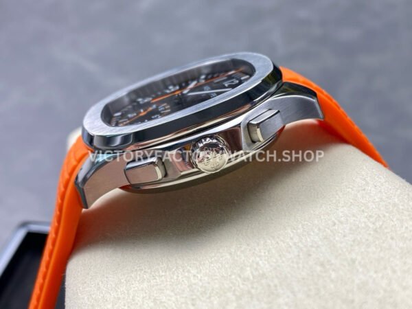 3K Factory Patek Philippe Aquanaut 5968A-001 42mm White Gold Orange Rubber Strap Arabic Numerals Black Dial