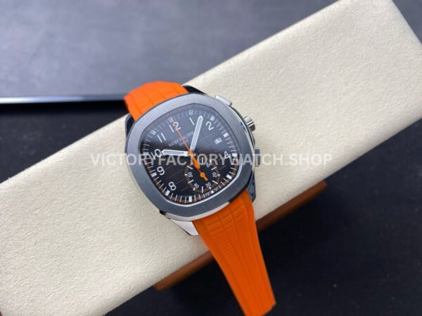 3K Factory Patek Philippe Aquanaut 5968A-001 42mm White Gold Orange Rubber Strap Arabic Numerals Black Dial