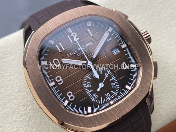 3K Factory Patek Philippe Aquanaut 5968R-0001 42mm Rose Gold Brown Rubber Strap Arabic Numera (9) 3K Factory Patek Philippe Aquanaut 5968R-0001 42mm Rose Gold Brown Rubber Strap Arabic Numerals Brown Dial