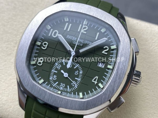3K Factory Patek Philippe Aquanaut 5968g-010 42mm White Gold Green Rubber Strap Arabic Numerals Green Dial