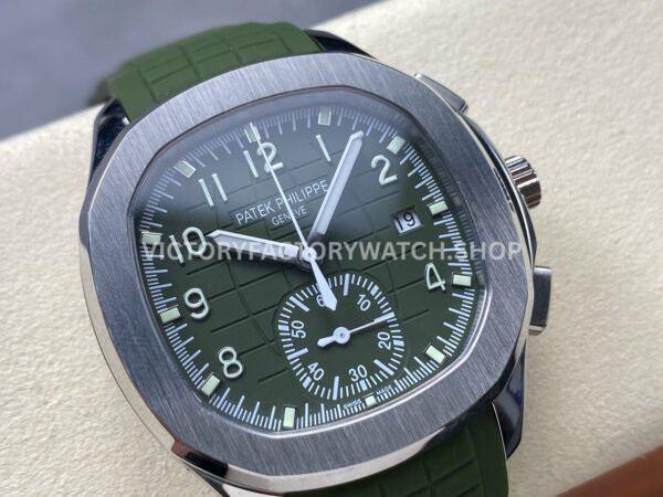 3K Factory Patek Philippe Aquanaut 5968g-010 42mm White Gold Green Rubber Strap Arabic Numerals Green Dial
