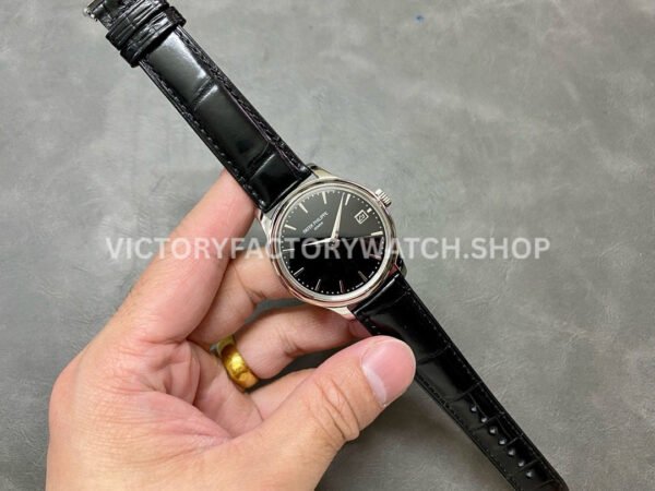 3K Factory Patek Philippe Calatrava 5227G-010 39mm White Gold Leather Strap Black Dial