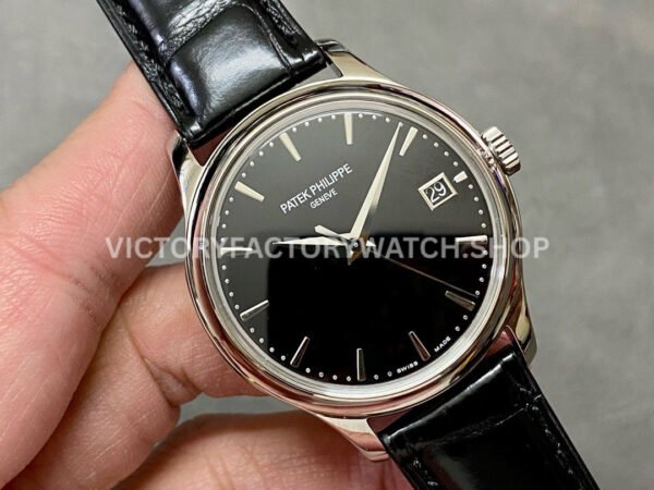 3K Factory Patek Philippe Calatrava 5227G-010 39mm White Gold Leather Strap Black Dial