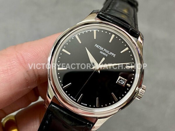 3K Factory Patek Philippe Calatrava 5227G-010 39mm White Gold Leather Strap Black Dial