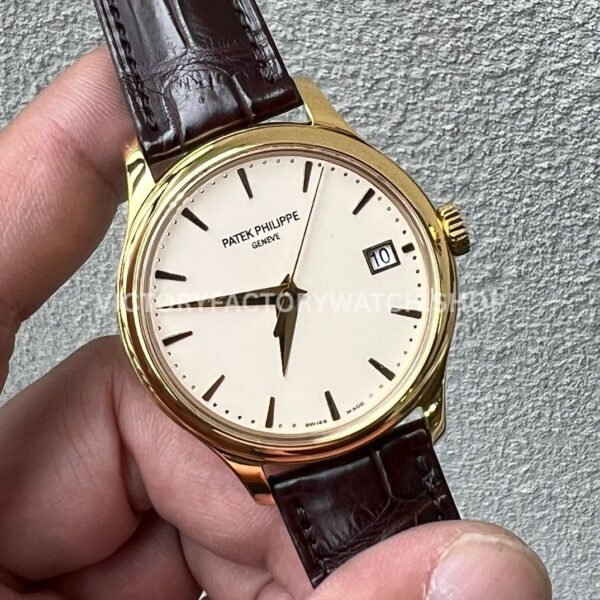 3K Factory Patek Philippe Calatrava 5227R-001 39mm Rose Gold Leather Strap Champagne Dial