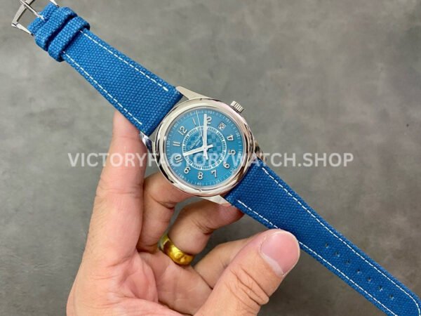 3K Factory Patek Philippe Calatrava 6007A-001 40mm Steel Leather Strap Arabic Numerals Blue Dial