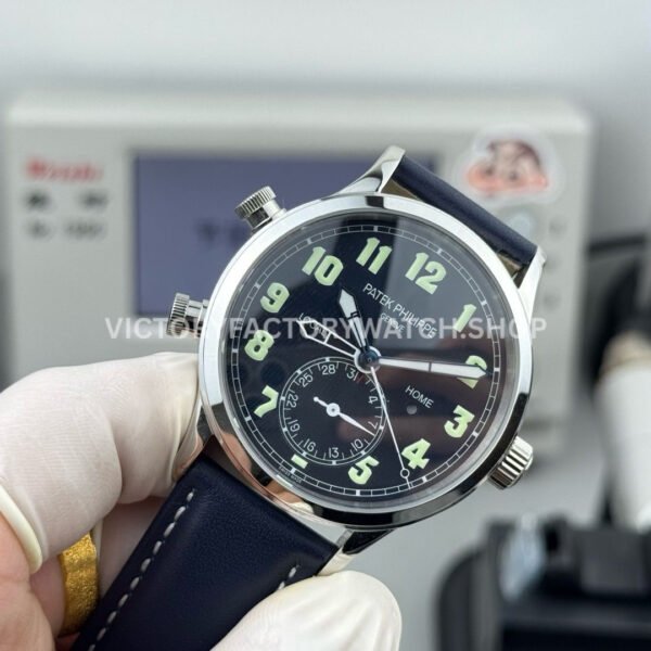 3K Factory Patek Philippe Calatrava Pilot Travel Time 5524G-001 42mm White Gold Blue Dial