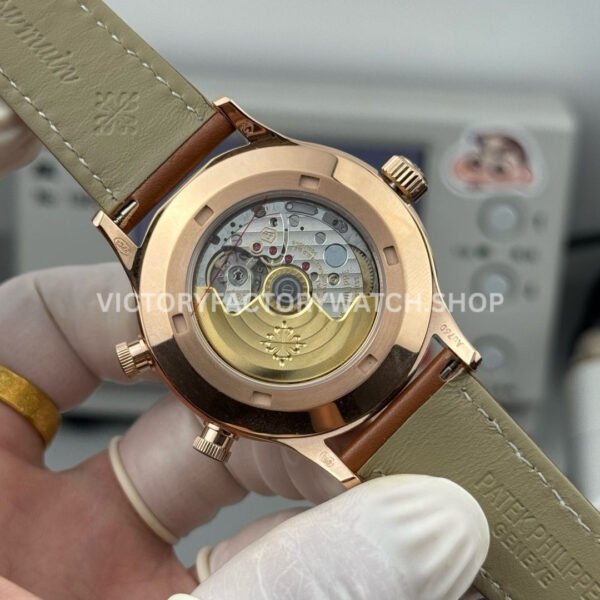 3K Factory Patek Philippe Calatrava Pilot Travel Time 5524R-001 Rose Gold Brown Dial (3) 3K Factory Patek Philippe Calatrava Pilot Travel Time 5524R-001 42mm Rose Gold Brown Dial