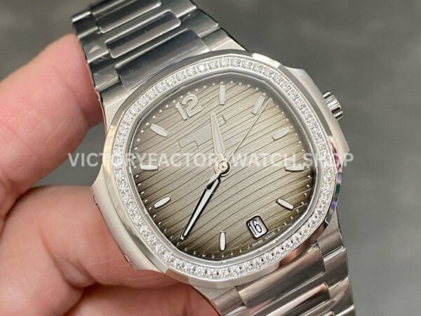 3K Factory Patek Philippe Nautilus 35.2mm 7118-1200A-011 Diamond Bezel Grey Dial