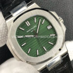 3K Factory Patek Philippe Nautilus 40mm 5711G-001 Leather Green Dial (1) 3K Factory Patek Philippe Nautilus 5711G-001 40mm Leather Green Dial