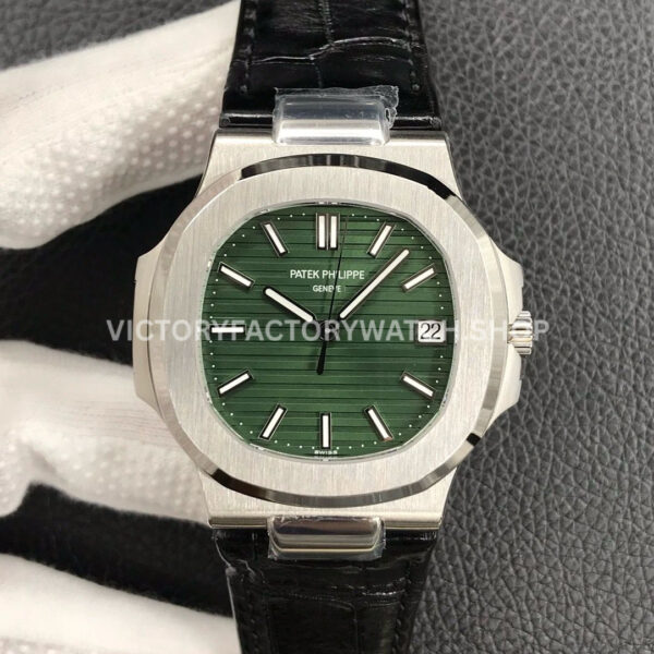 3K Factory Patek Philippe Nautilus 40mm 5711G-001 Leather Green Dial (4) 3K 5711G green dial Patek Nautilus strap