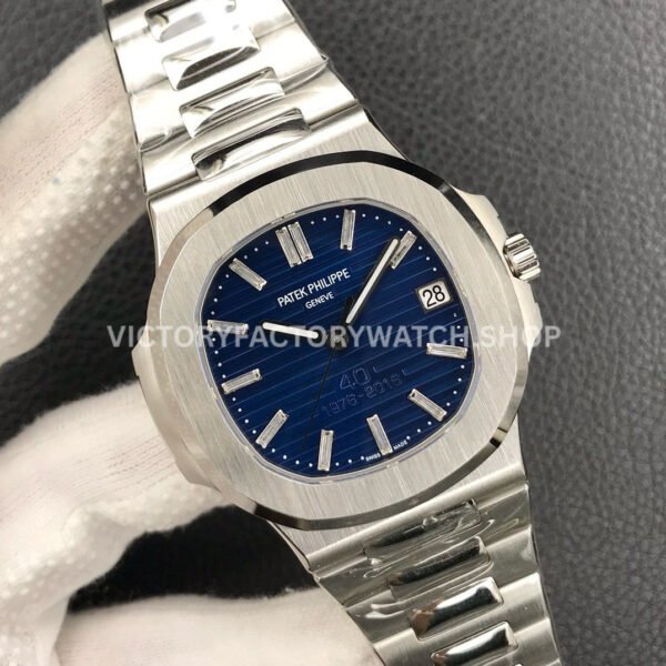 3K Factory Patek Philippe Nautilus 40th Anniversary Nautilus Platinum 40mm 5711-1P Blue Dial (7) 3K Factory Patek Philippe Nautilus 5711-1P 40th Anniversary 40mm Platinum Blue Dial