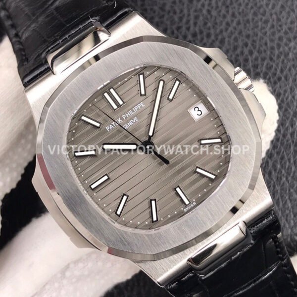 3K Factory Patek Philippe Nautilus 5711G-001 40mm White Gold Leather Dark Gray Dial