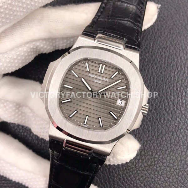 3K Factory Patek Philippe Nautilus 5711G-001 40mm White Gold Leather Dark Gray Dial