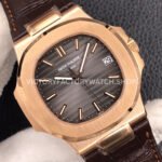 3K Factory Patek Philippe Nautilus 5711R 40mm Rose Gold Leather Dark Gray Dial