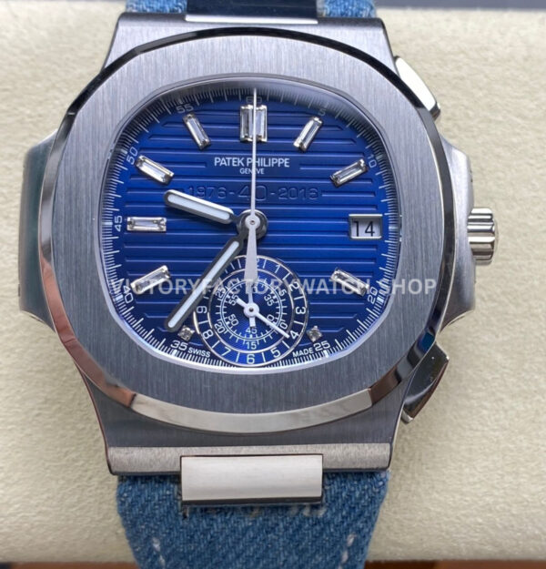 _3K Factory Patek Philippe Nautilus 59761G-001 Calf Skin Strap White Gold Blue Dial - Image 2 3K Factory Patek Philippe Nautilus (1) 3K 5976 1G blue dial leather strap Nautilus