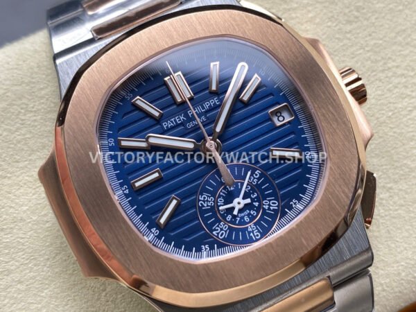3K Factory Patek Philippe Nautilus 5980-1AR-001 40.5mm Half Rose Gold Blue Dial