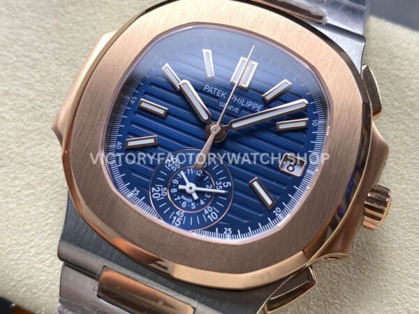 3K Factory Patek Philippe Nautilus 5980-1AR-001 40.5mm Half Rose Gold Blue Dial