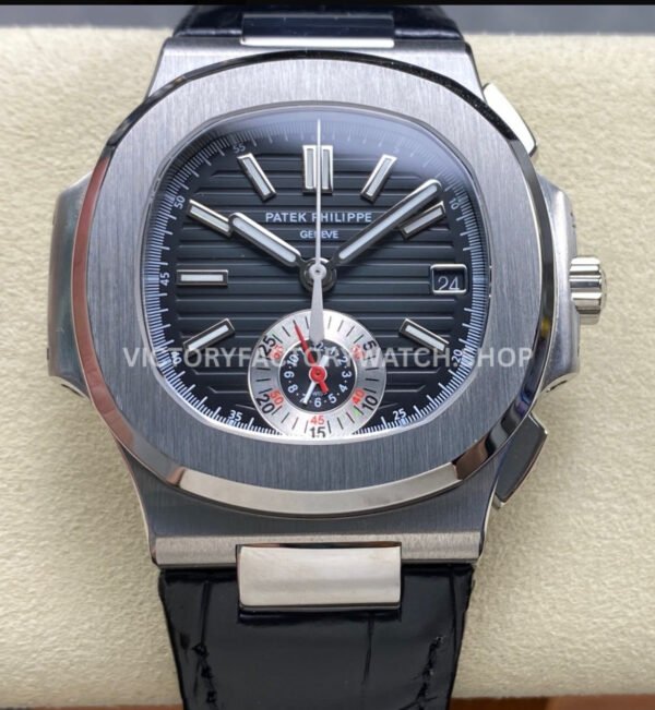 3K Factory Patek Philippe Nautilus 59801A-014 40.5mm Leather Strap Black Dial (6) 3K 5980 1A black dial Patek Nautilus strap