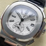 3K Factory Patek Philippe Nautilus 59801A-019 40.5mm Leather Strap White Dial (2) 3K Factory Patek Philippe Nautilus 5980/1A-019 40.5mm Leather Strap White Dial