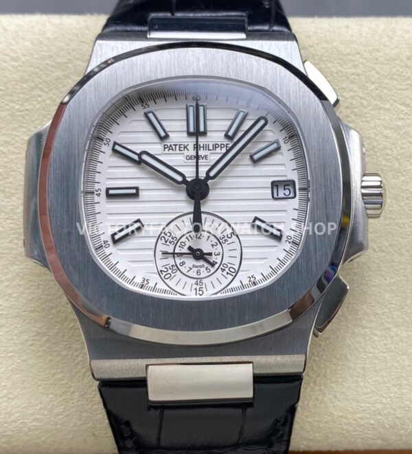3K Factory Patek Philippe Nautilus 59801A-019 40.5mm Leather Strap White Dial (5) 3K 5980 1A white dial Patek Nautilus strap