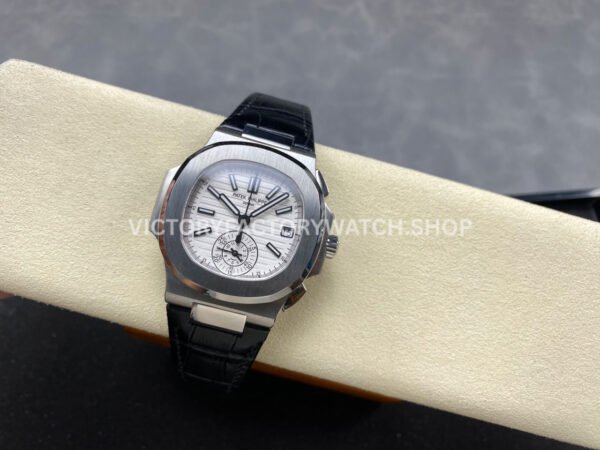 3K Factory Patek Philippe Nautilus 59801A-019 40.5mm Leather Strap White Dial (6) 3K Factory Patek Philippe Nautilus 5980/1A-019 40.5mm Leather Strap White Dial