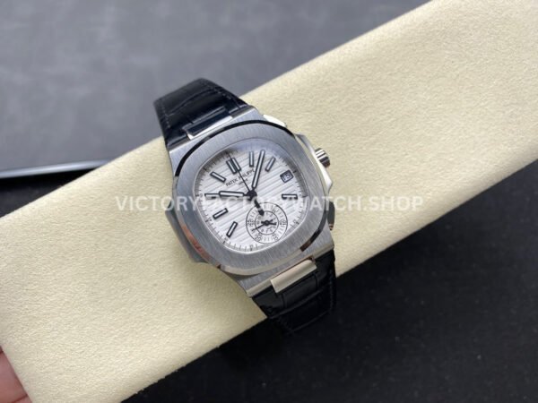 3K Factory Patek Philippe Nautilus 59801A-019 40.5mm Leather Strap White Dial (7) 3K Factory Patek Philippe Nautilus 5980/1A-019 40.5mm Leather Strap White Dial