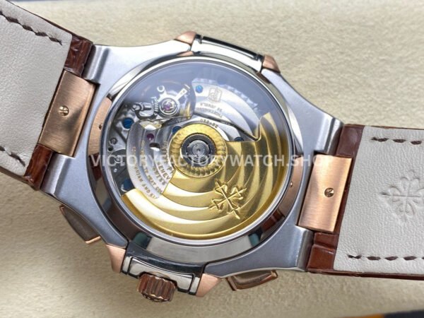 3K Factory Patek Philippe Nautilus 5980/1AR-0001 40.5mm Leather Strap Half Rose Gold Blue Dial